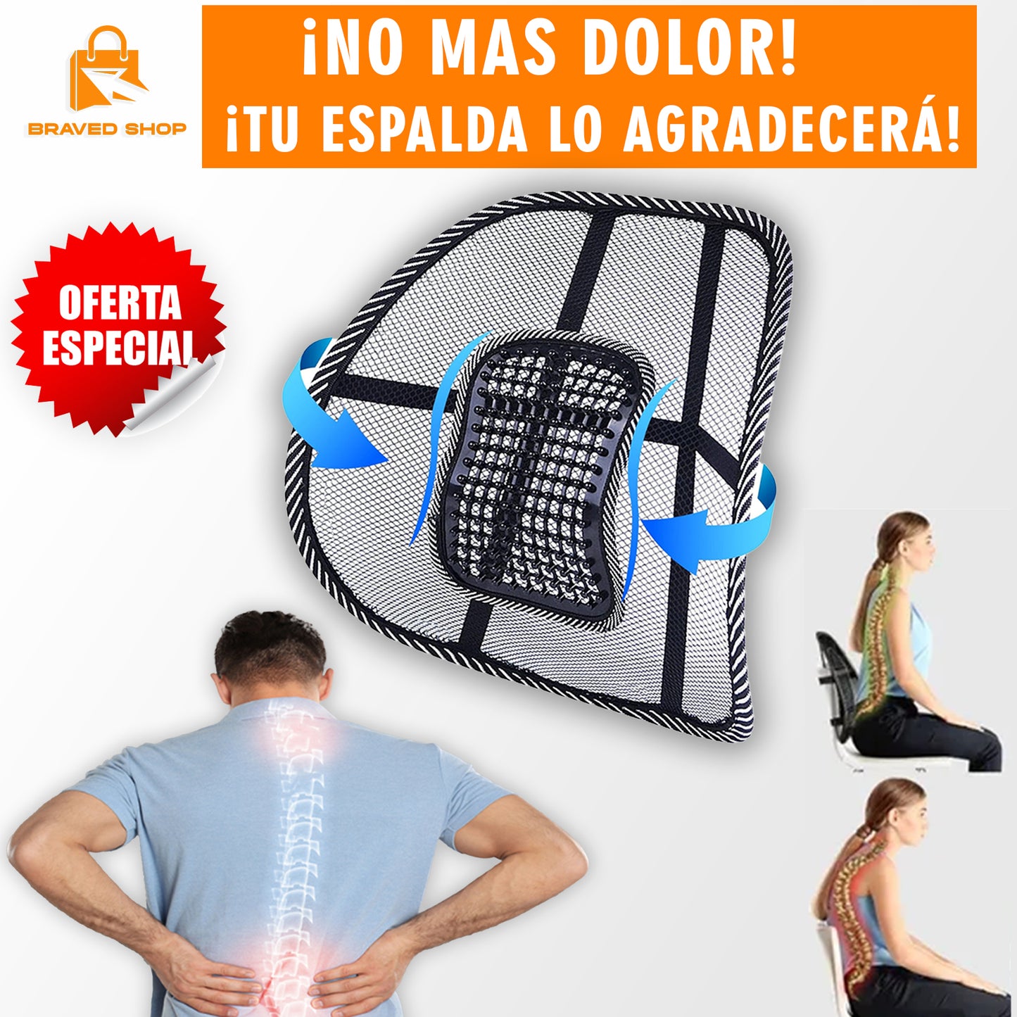 Soporte Lumbar Ergonómico Transpirable