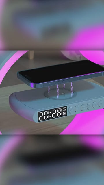 Velador con luz LED + Cargador inalámbrico y Bluetooth